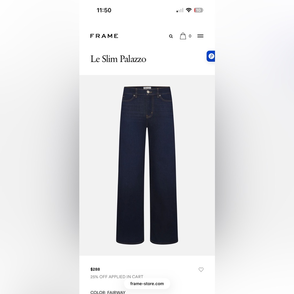 FRAME Le Slim Palazzo High Rise Wide Leg Denim